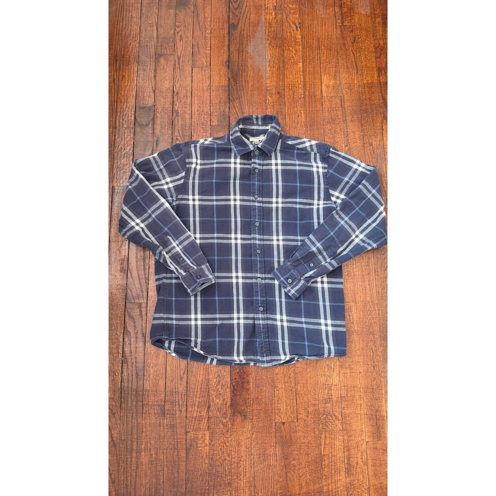 Burberry Cotton Plaid Blue Preppy Old Money Quiet Luxury Western Shirt sz L - Picture 2 of 7